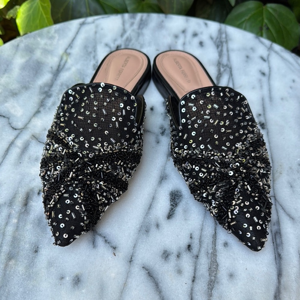 Alberta Ferretti Mia Black Studded Mules Sz.36